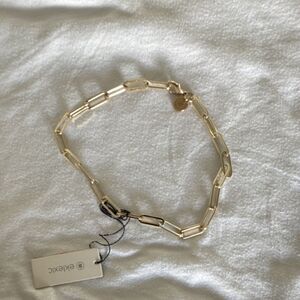 Eklexic Gold Paperclip Chain Style Gold Tone Fashion Necklace Lobster Closure